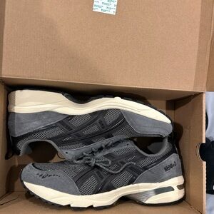 Asics Gray and Cream Sneakers with Breathable Upper and Thick Sole